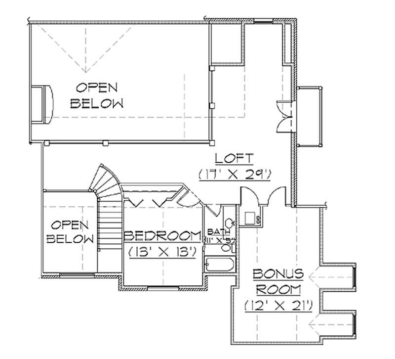 Floor Plan Second Story of European Plan #135-1192