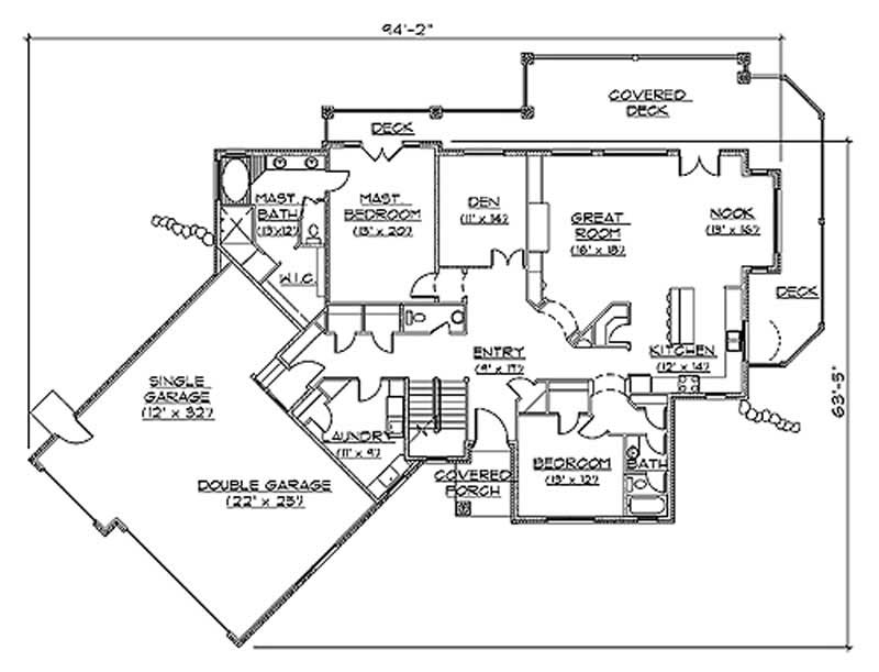 Floor Plan First Story of European Plan #135-1193