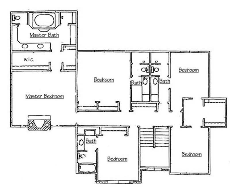 Floor Plan Second Story of European Plan #135-1194
