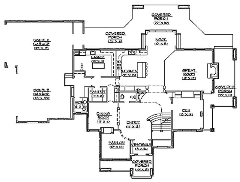 Floor Plan First Story of European Plan #135-1196