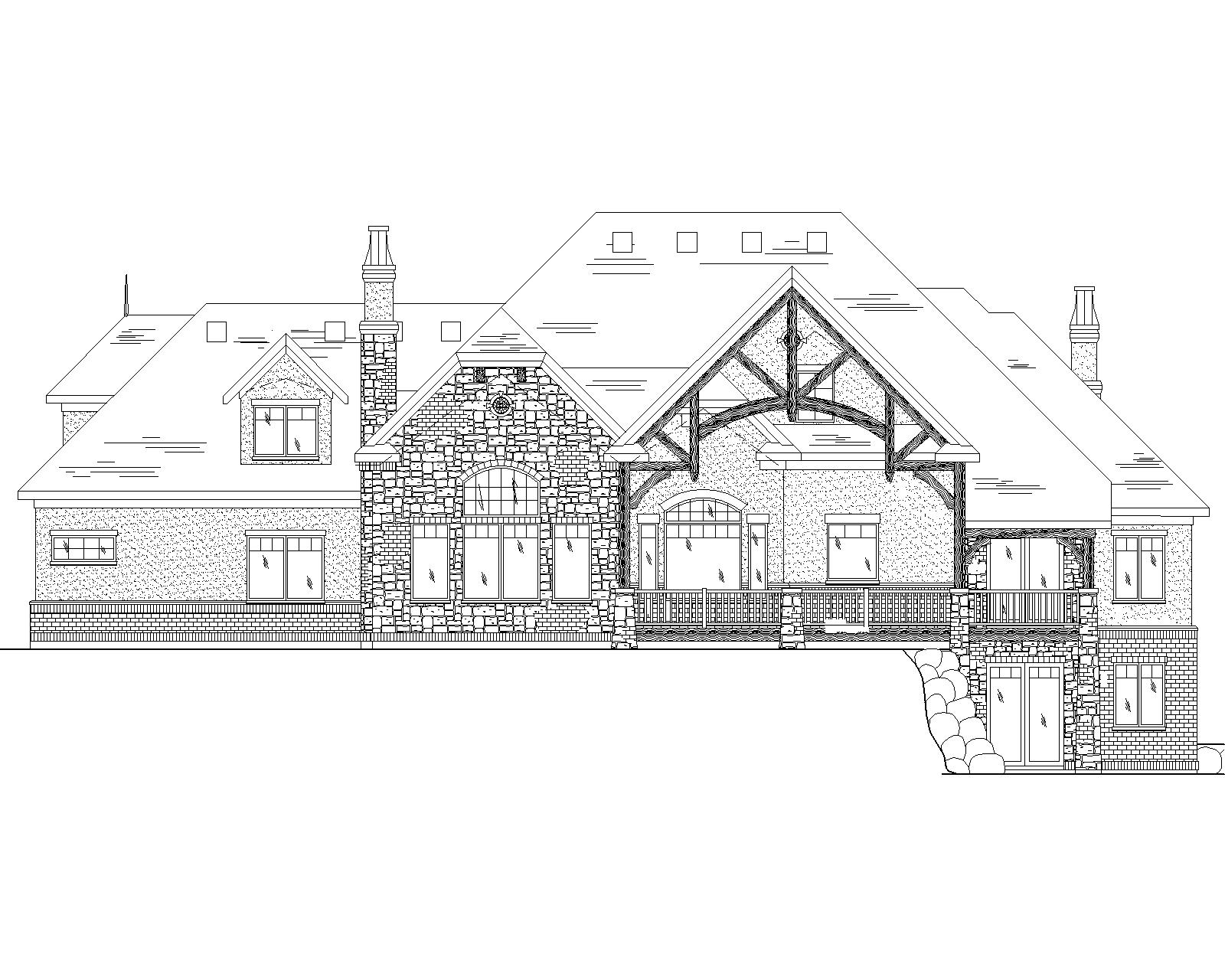 Home Plan Rear Elevation of this 5-Bedroom,4793 Sq Ft Plan -135-1198