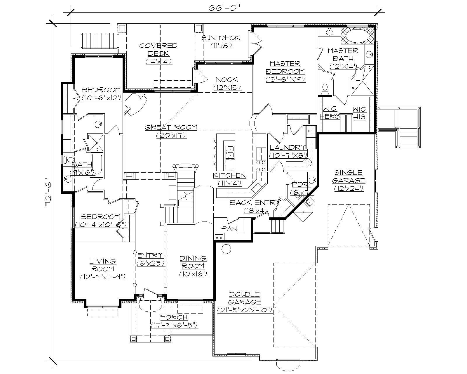 Floor Plan First Story of European Plan #135-1199