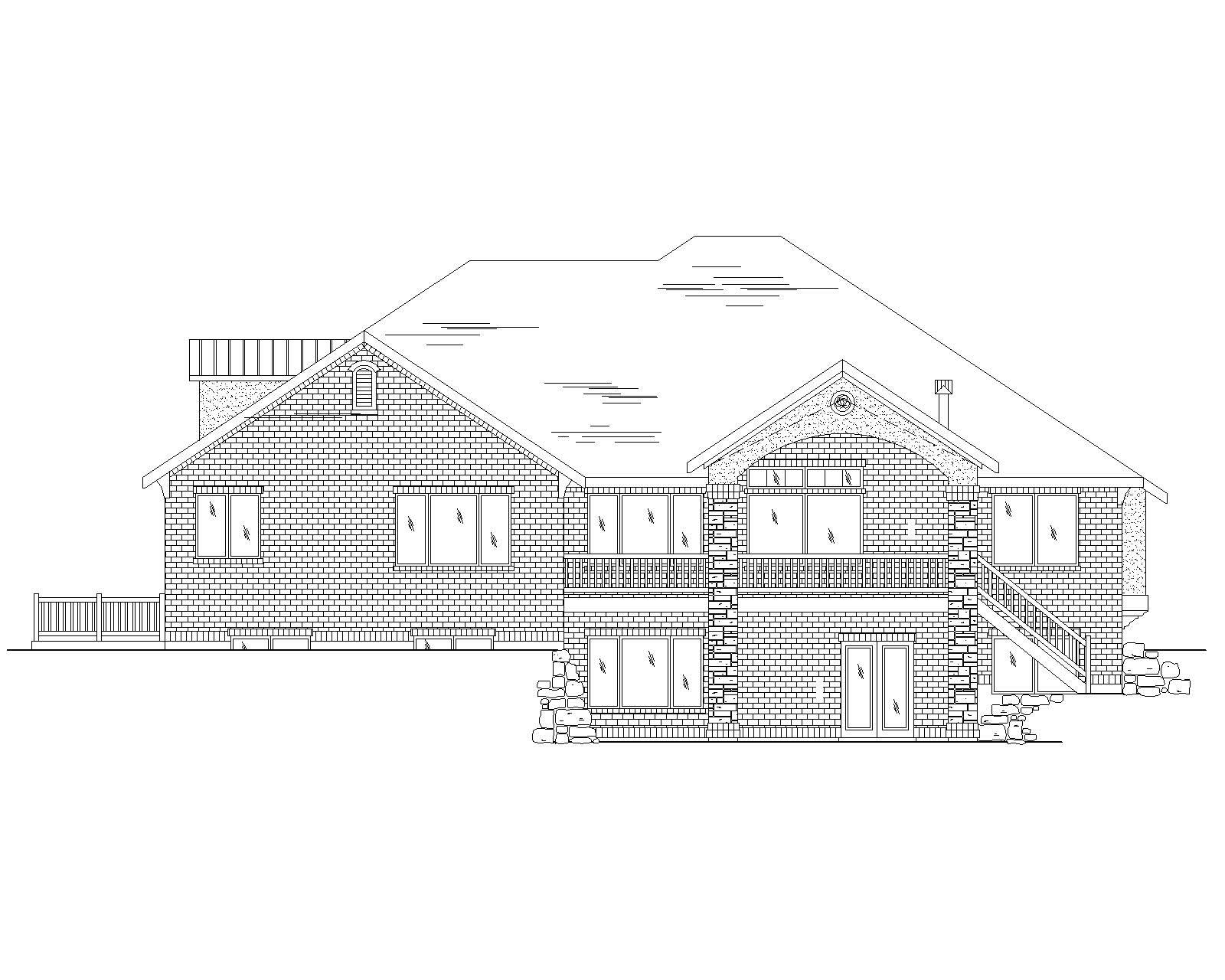 Home Plan Rear Elevation of this 7-Bedroom,3280 Sq Ft Plan -135-1199