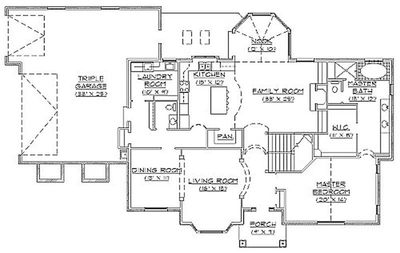 Floor Plan First Story of European Plan #135-1202