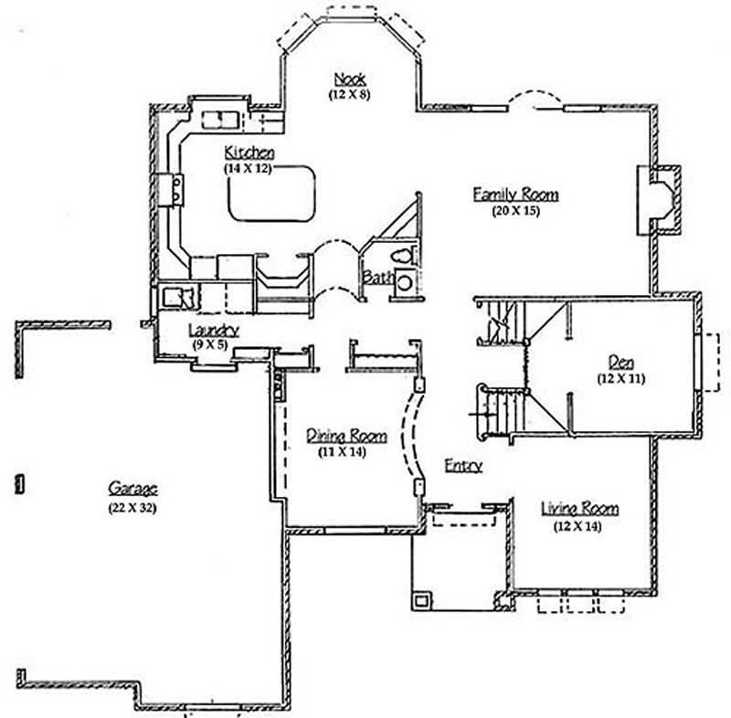Floor Plan First Story of European Plan #135-1203