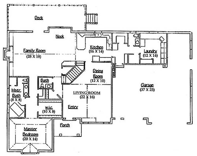 Floor Plan First Story of European Plan #135-1204