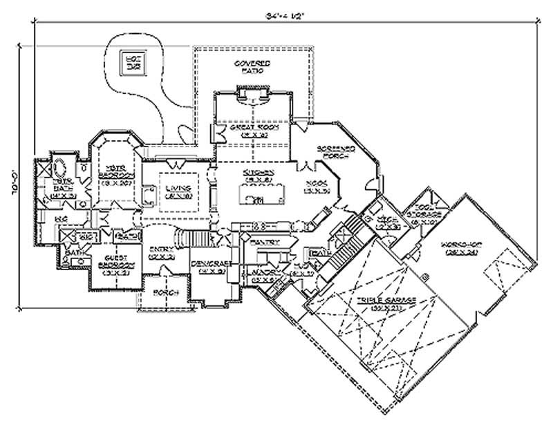 Floor Plan First Story of European Plan #135-1207
