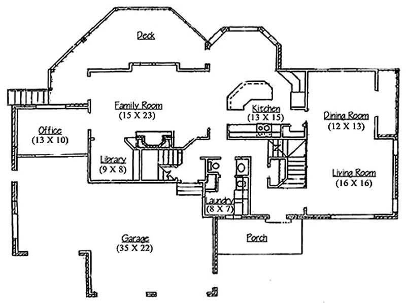 Floor Plan First Story of European Plan #135-1208