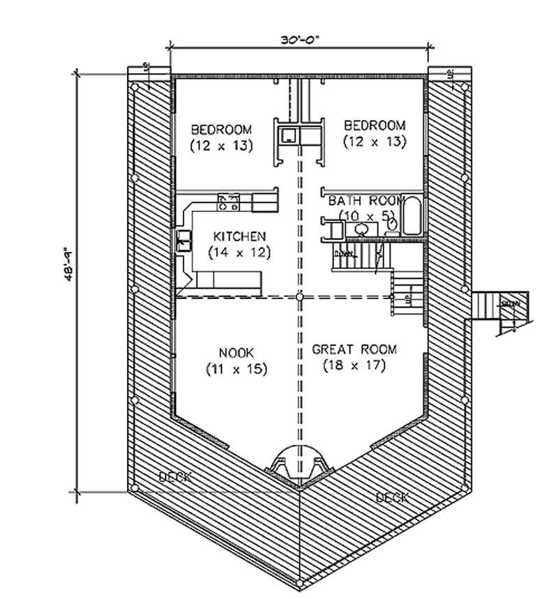 Floor Plan First Story of Cape Cod Plan #135-1211
