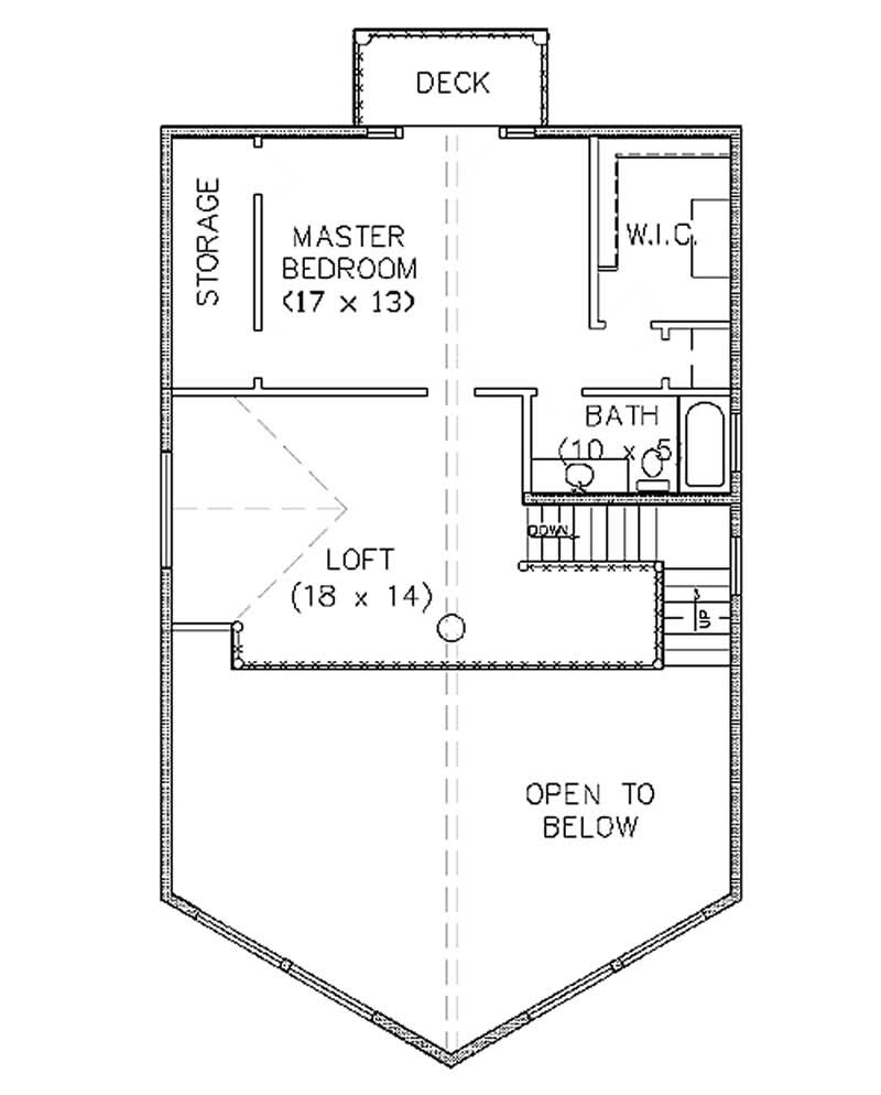 Floor Plan Second Story of Cape Cod Plan #135-1211