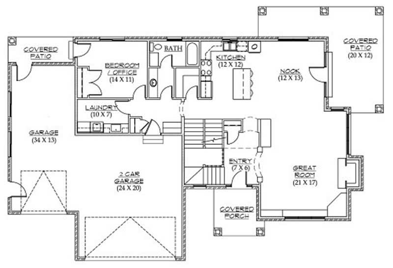 Floor Plan First Story of Country Plan #135-1213
