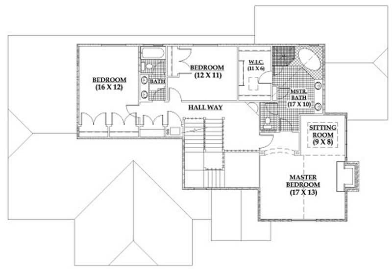 Floor Plan Second Story of Country Plan #135-1213