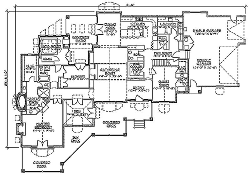 Floor Plan First Story of Country Plan #135-1215