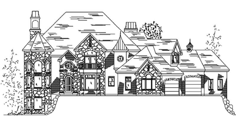 Home Plan Front Elevation of this 4-Bedroom,3934 Sq Ft Plan -135-1216