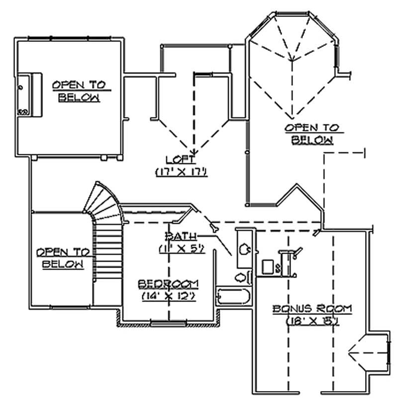 Floor Plan Second Story of European Plan #135-1217