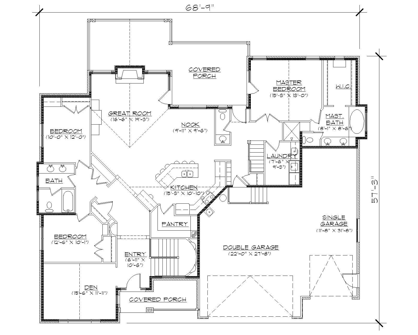 Floor Plan First Story of Country Plan #135-1218