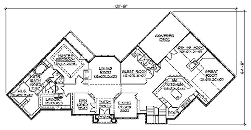 Floor Plan First Story of European Plan #135-1220