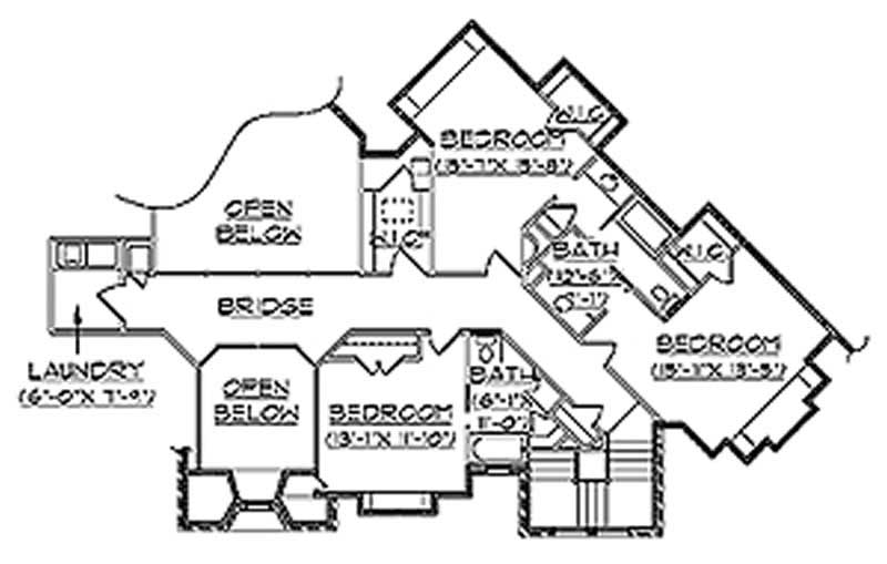 Floor Plan Second Story of European Plan #135-1220