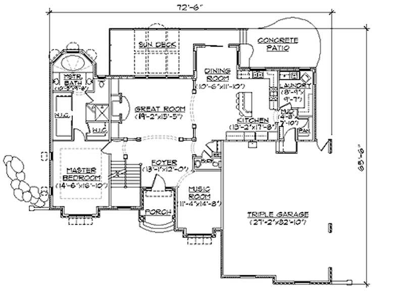Floor Plan First Story of European Plan #135-1221