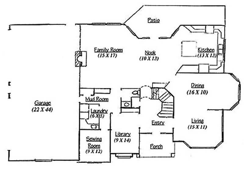 Floor Plan First Story of European Plan #135-1223