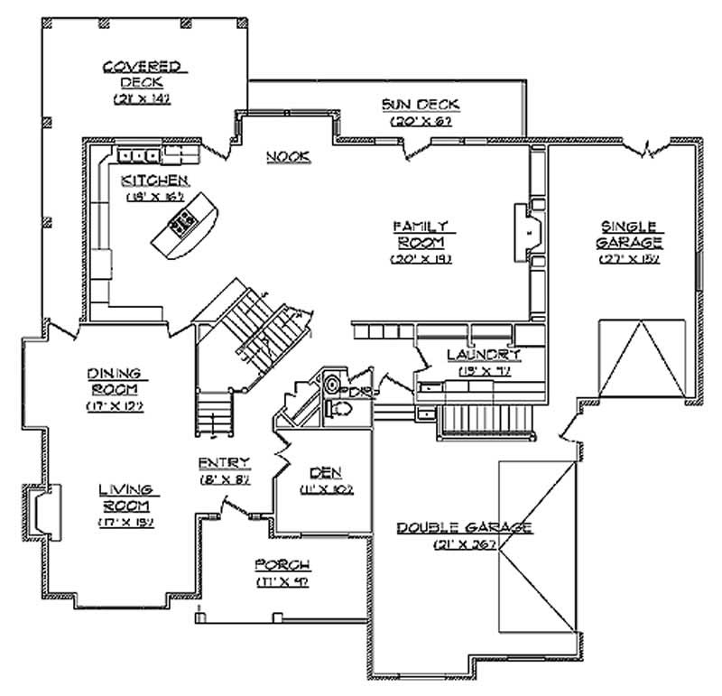 Floor Plan First Story of European Plan #135-1224