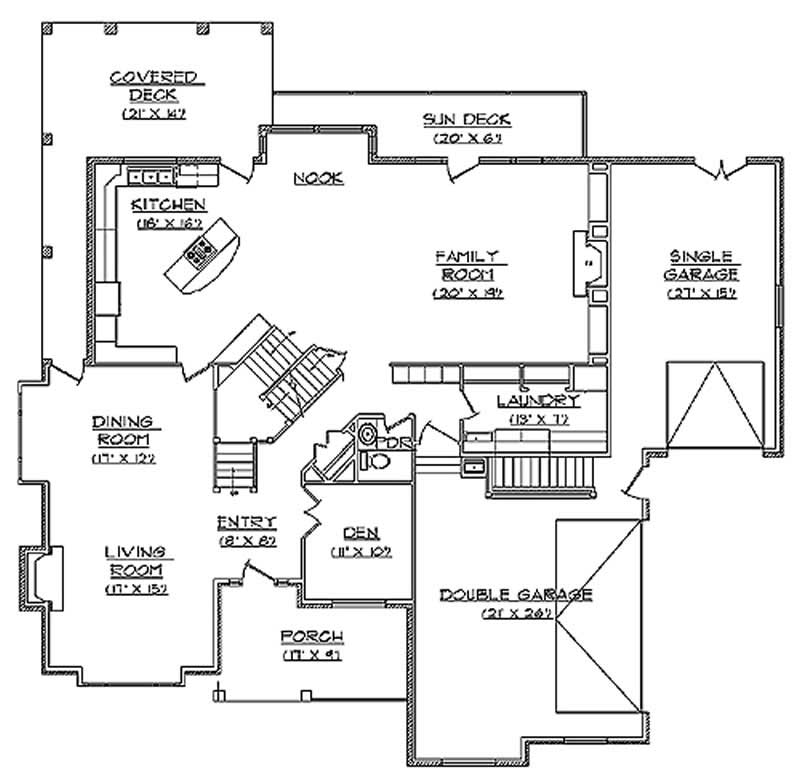 Floor Plan First Story of European Plan #135-1225