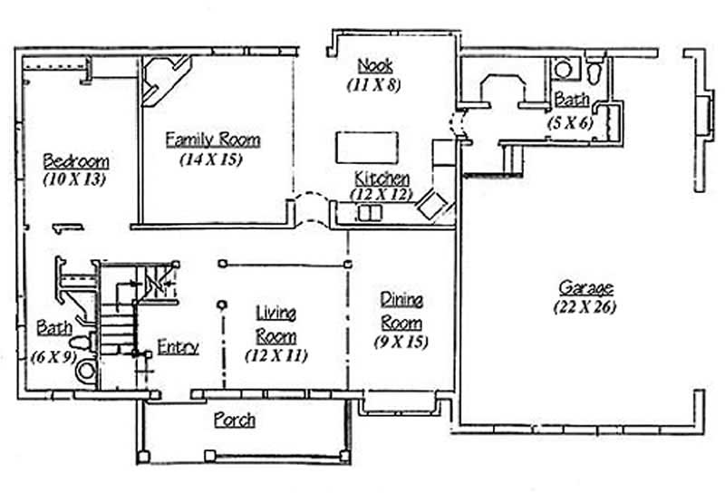 Floor Plan First Story of European Plan #135-1228