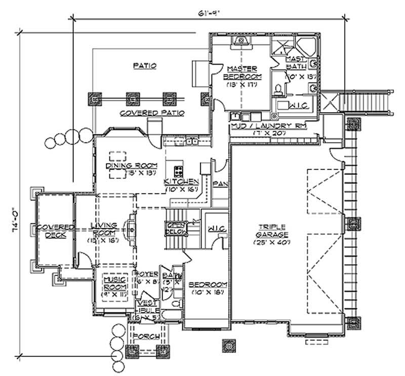 Floor Plan First Story of European Plan #135-1230