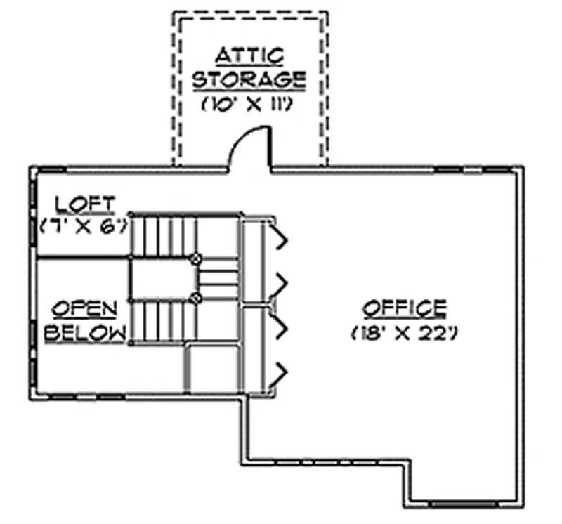 Floor Plan Second Story of European Plan #135-1230