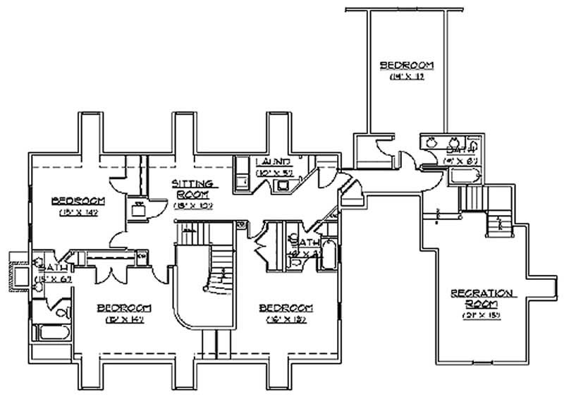 Floor Plan Second Story of Cape Cod Plan #135-1231