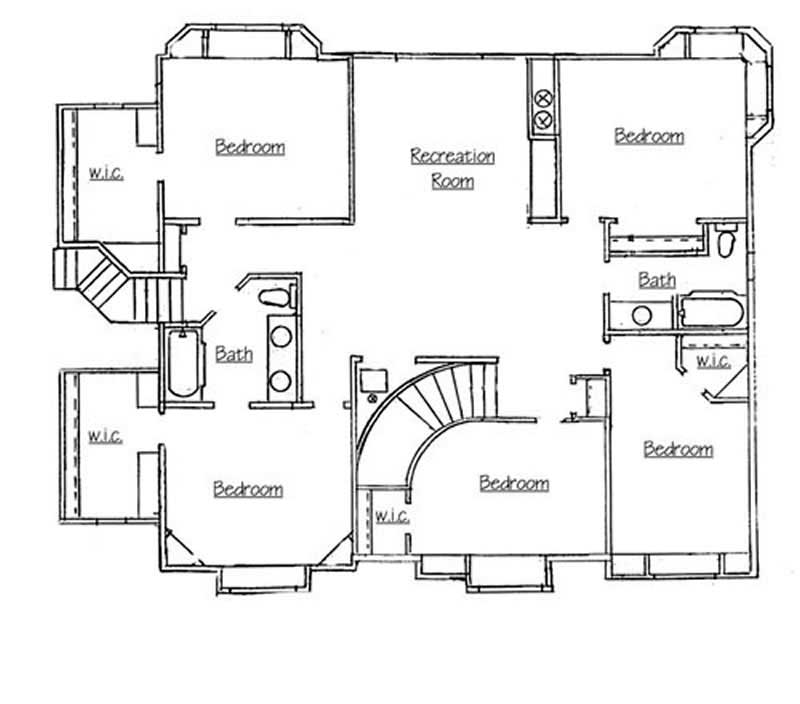 Floor Plan Second Story of European Plan #135-1232