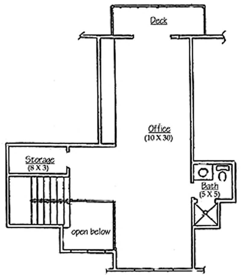 Floor Plan Second Story of European Plan #135-1234