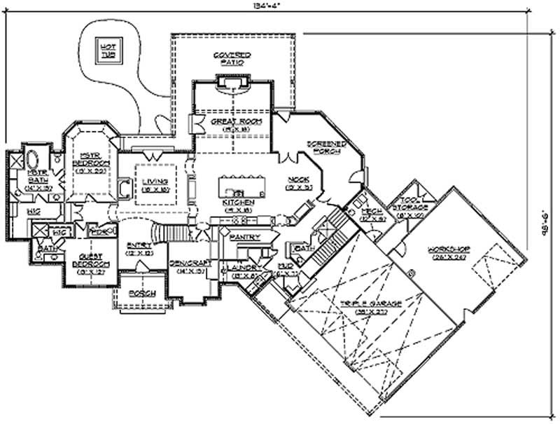 Floor Plan First Story of European Plan #135-1235