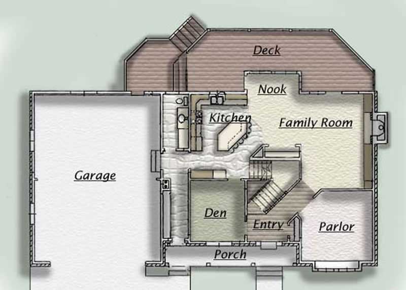 Floor Plan First Story of European Plan #135-1236