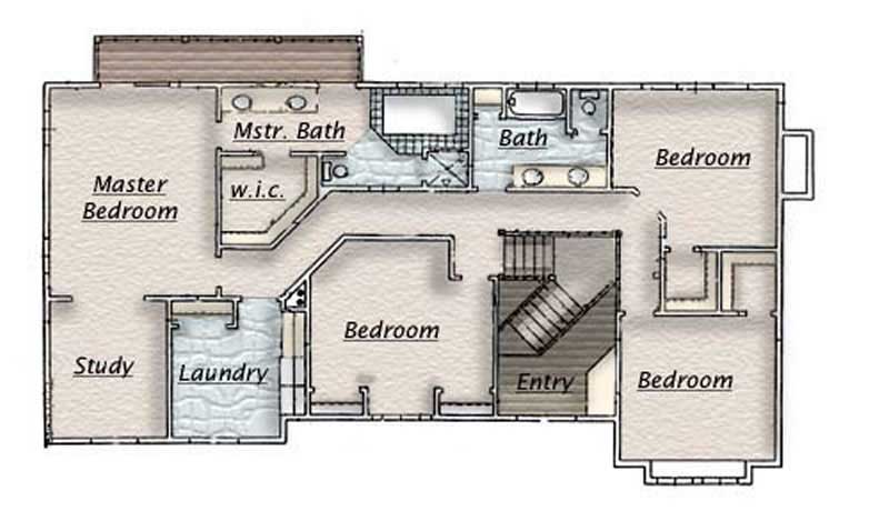 Floor Plan Second Story of European Plan #135-1236
