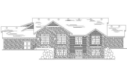 Home Plan Rear Elevation of this 2-Bedroom,3076 Sq Ft Plan -135-1237