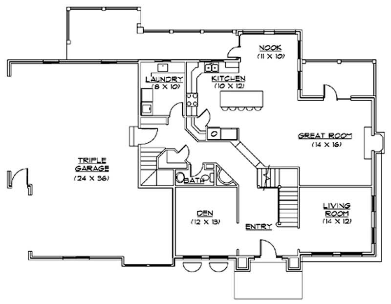Floor Plan First Story of Country Plan #135-1241