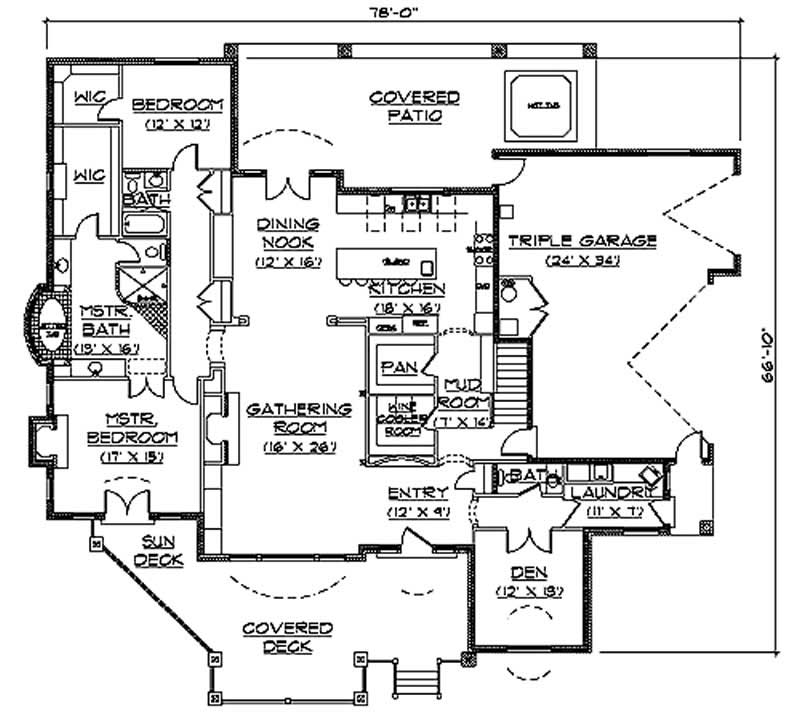 Floor Plan First Story of European Plan #135-1243