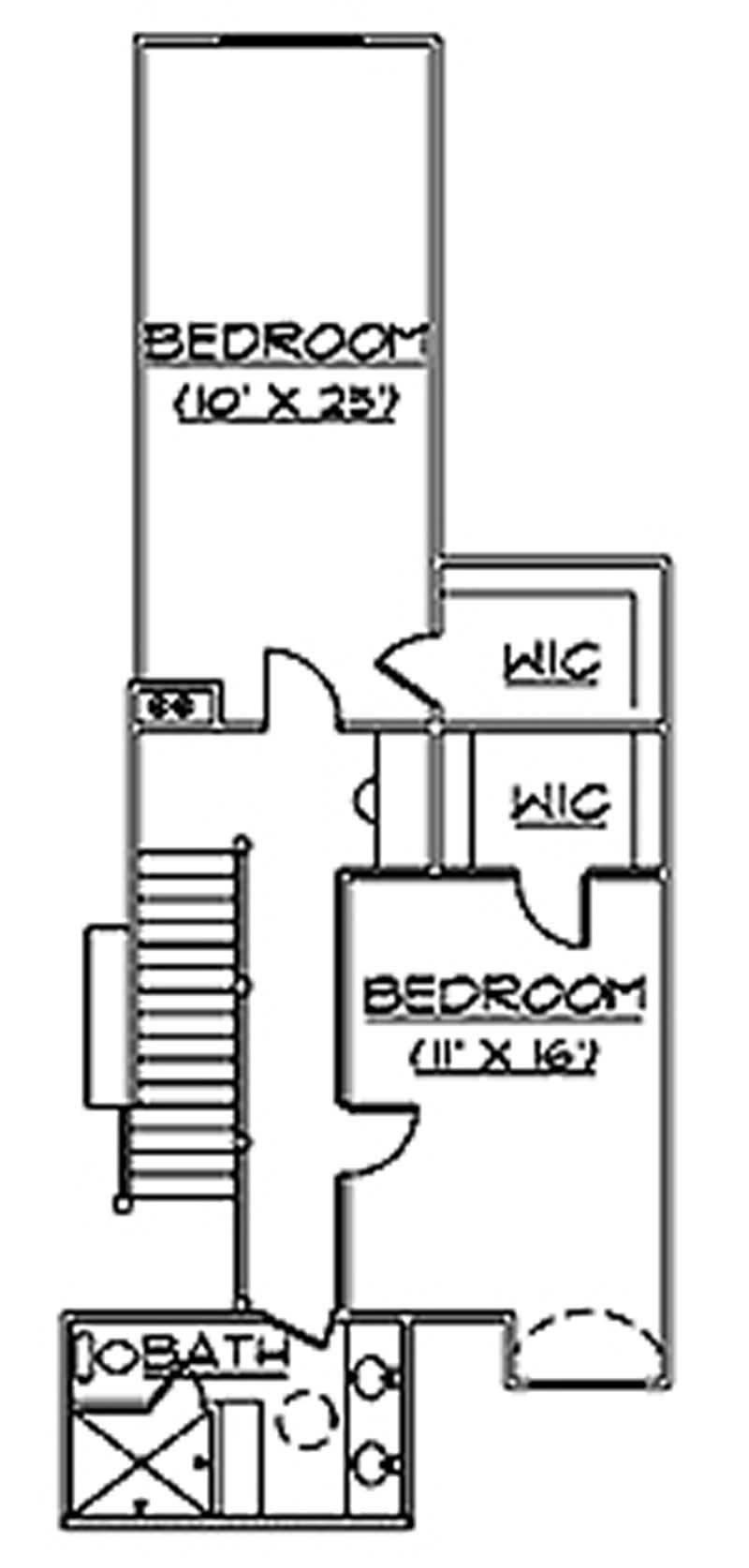 Floor Plan Second Story of European Plan #135-1243