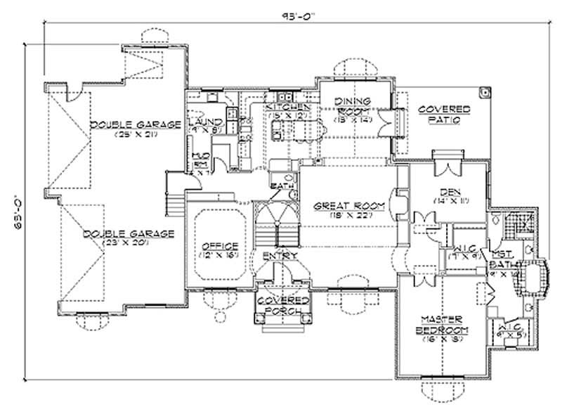 Floor Plan First Story of European Plan #135-1245