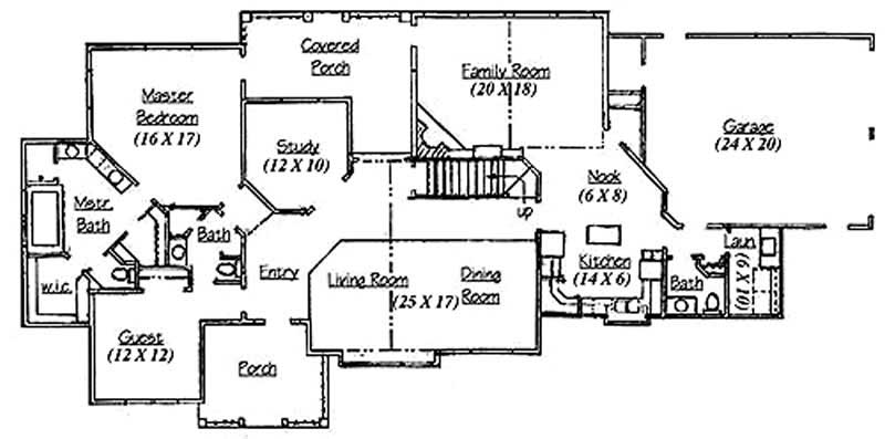 Floor Plan First Story of European Plan #135-1247