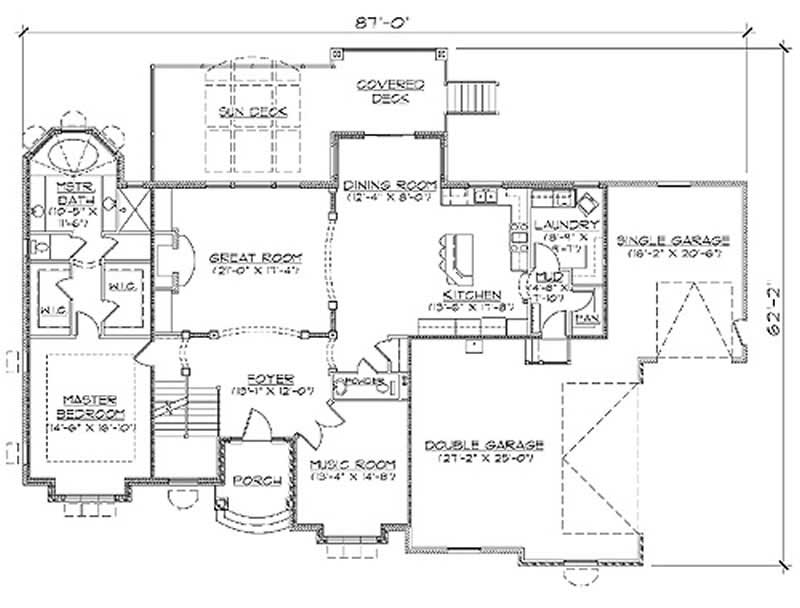 Floor Plan First Story of European Plan #135-1248