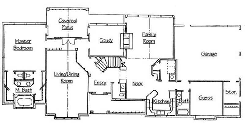 Floor Plan First Story of Country Plan #135-1250