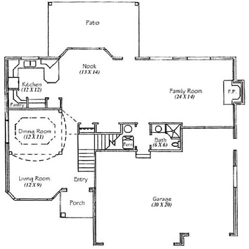 Floor Plan First Story of Country Plan #135-1252