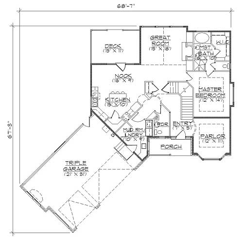 Floor Plan First Story of Cape Cod Plan #135-1253