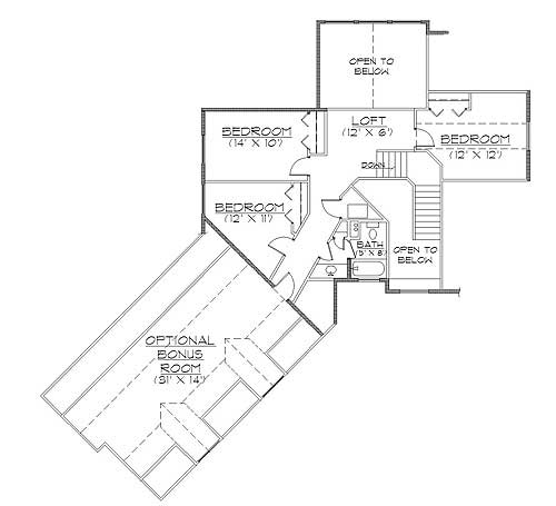Floor Plan Second Story of Cape Cod Plan #135-1253