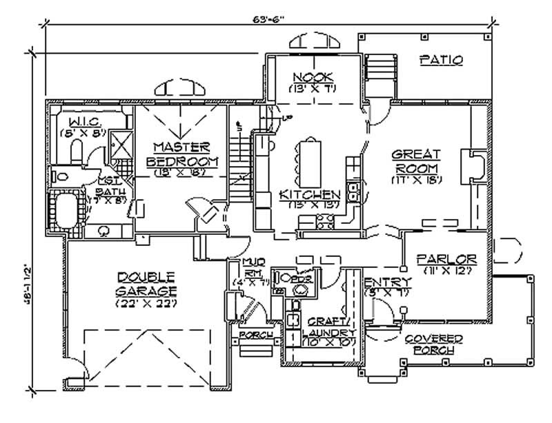 Floor Plan First Story of Country Plan #135-1255