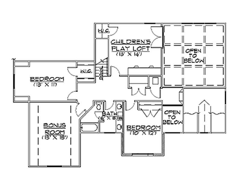 Floor Plan Second Story of Country Plan #135-1255