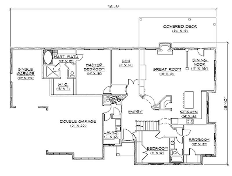 Floor Plan First Story of European Plan #135-1257