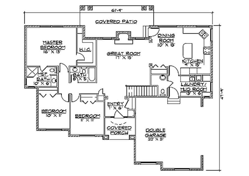 Floor Plan First Story of European Plan #135-1258